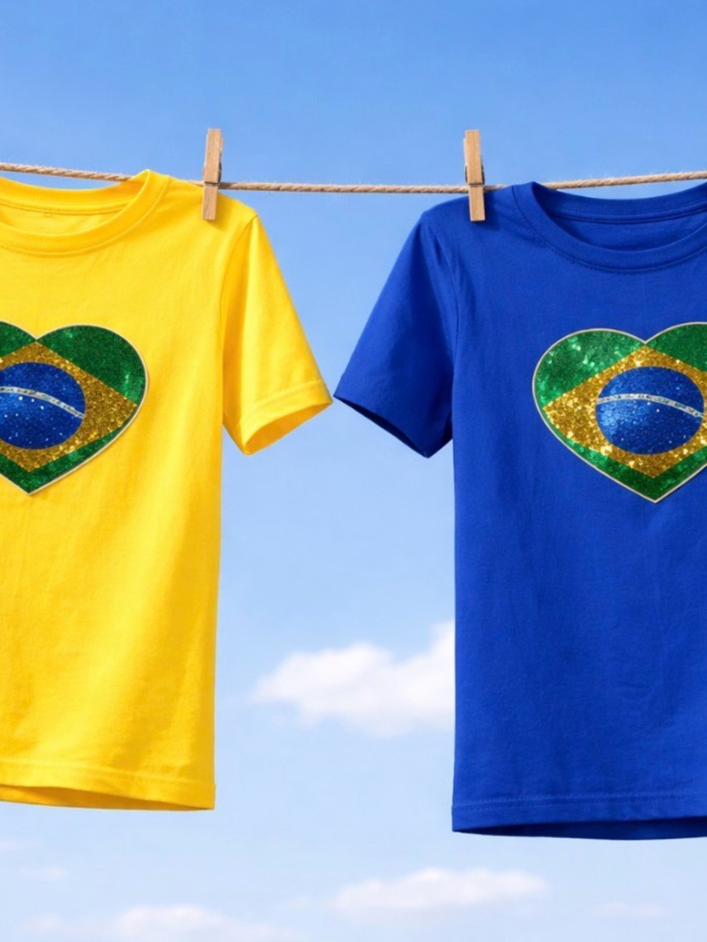 Brazil Heart Graphic Crop Top - Yellow & Blue